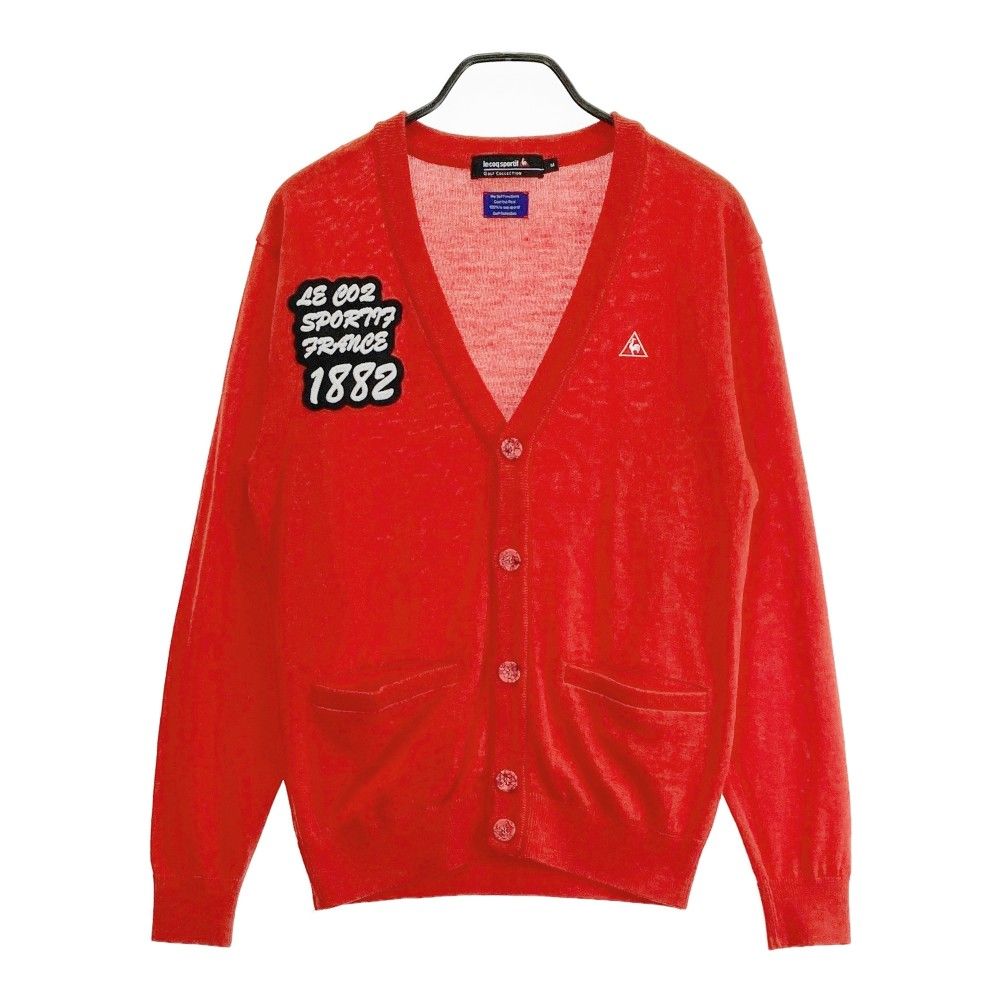 サイズ：M LECOQ GOLF ルコックゴルフ ニットカーディガン レッド系