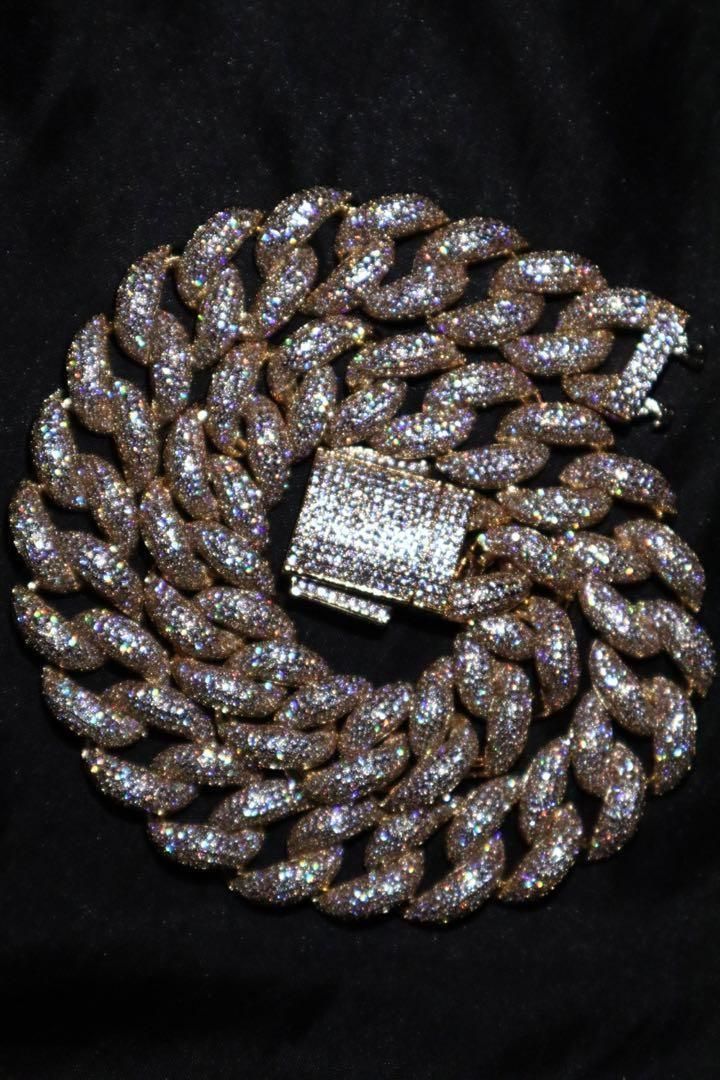 モリモリ マイアミ　キューバン 喜平 ネックレス 20\" ゴールドパヴェ LEX モリモリ マイアミ キューバン喜平 ネックレス 20