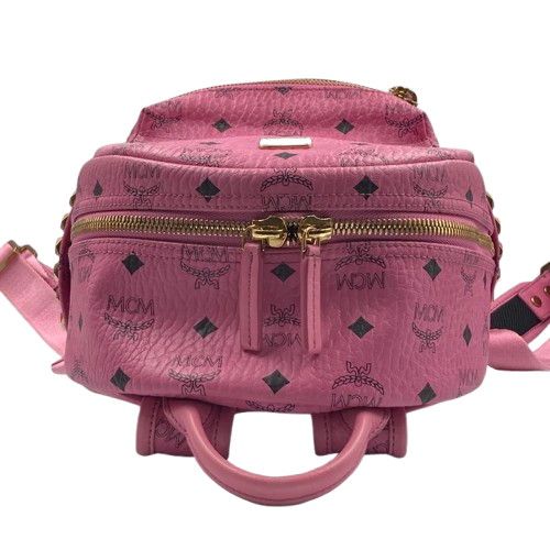 MCM エムシーエム ピンク ロゴリュック スタッズ - メルカリ