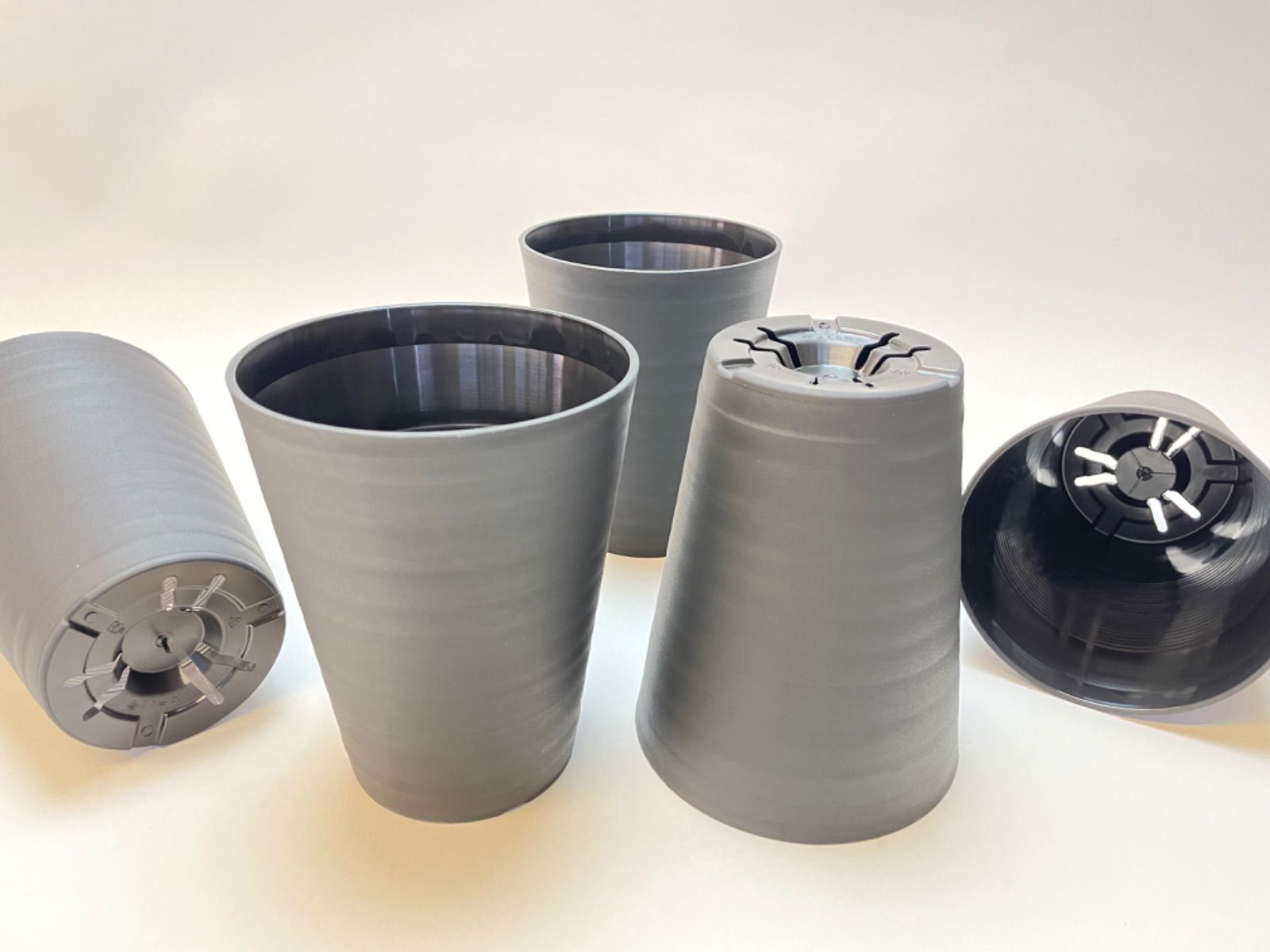 セラアート長鉢4.5号黒プラ鉢(陶器風ロング深鉢タイプ)：5鉢セット