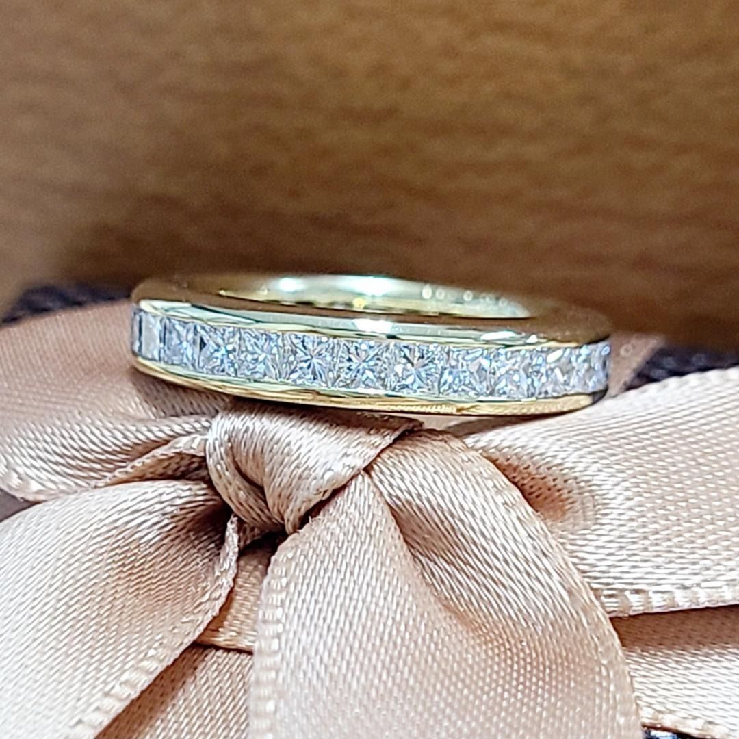 フルエタニティ！プリンセス！1.34ct ダイヤモンド K18 YG リング 鑑 フルエタニティ！プリンセス！1.34ct ダイヤモンド K18 YG リング 鑑