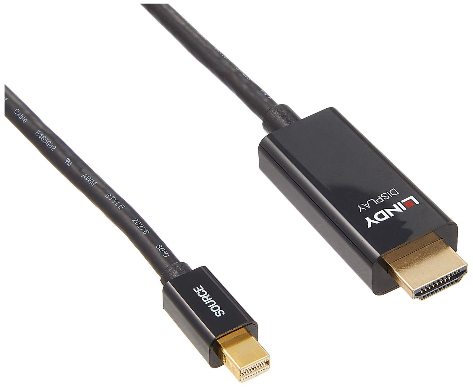 LINDY Mini DisplayPort1.2 - HDMI2.0 18G HDRアクティブケーブル、3m