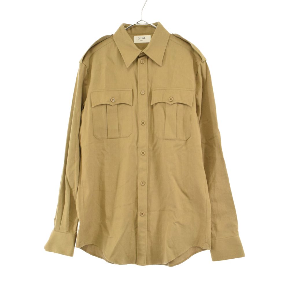 CELINE セリーヌ ジャケット ミリタリーシャツ コットンウール CELINE】ミリタリージャケット ダイアゴナルウール ボタン11個