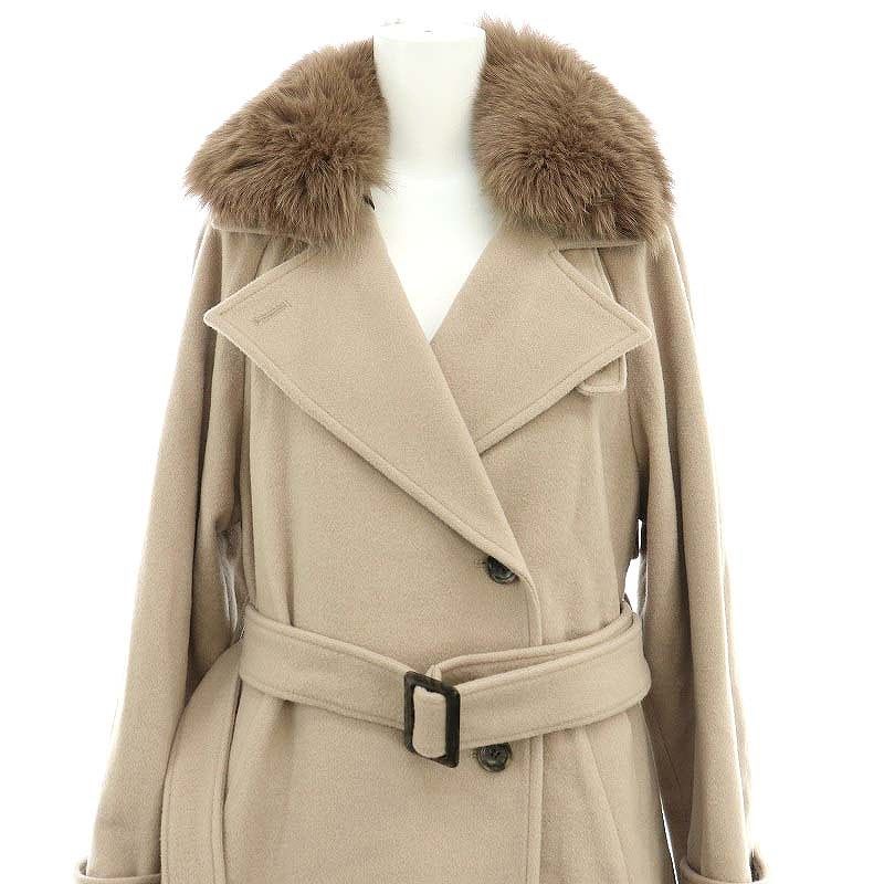 ジャスグリッティー JUSGLITTY 23AW ファー付きトレンチウールロング 