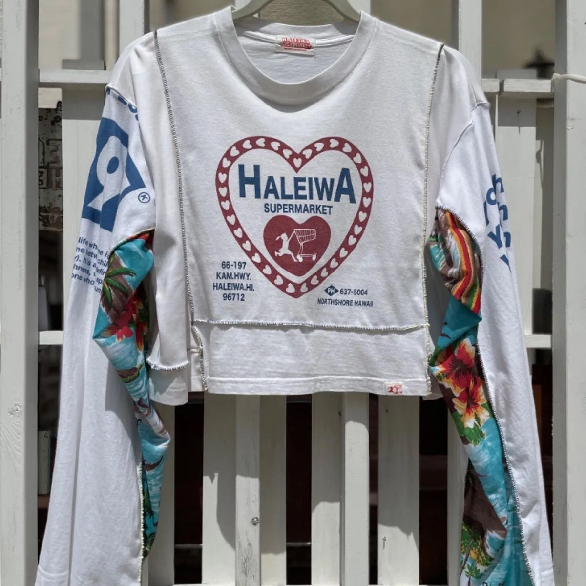 リメイクTシャツパッチワーク ロンT ハレイワver. ショート寸ロンT 