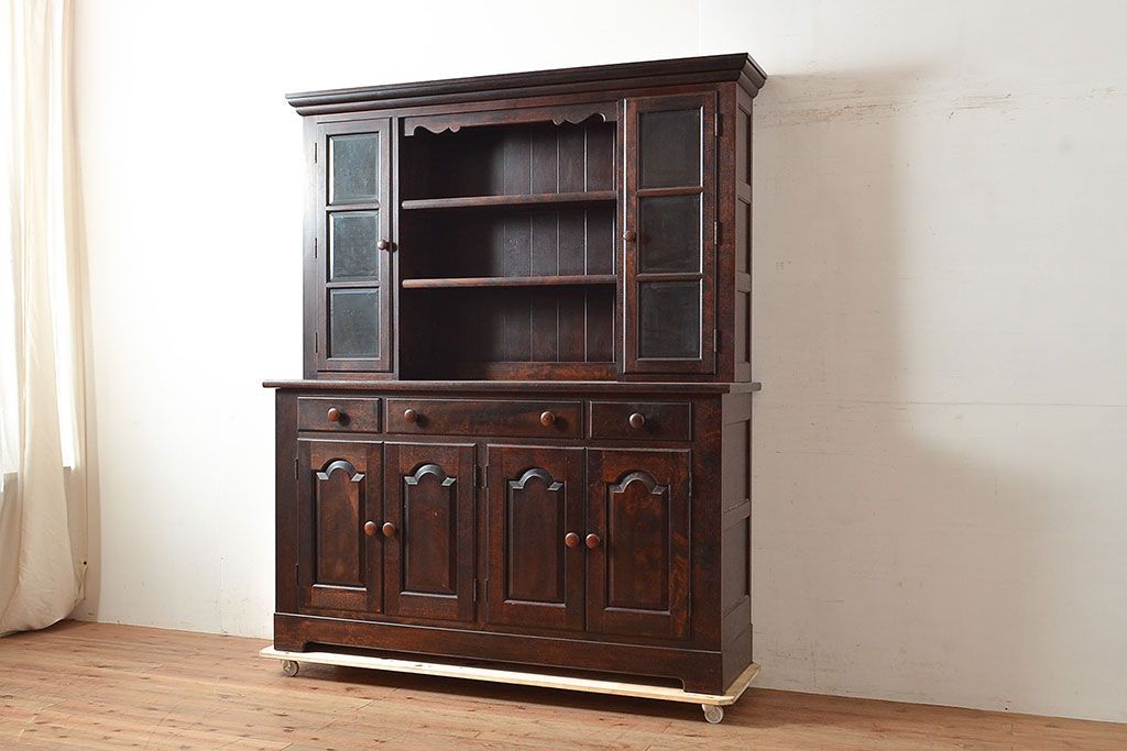 ★10/23まで★送料込★美品★松本民芸 食器棚／本棚 ☆事前問合せ必須☆ 松本民芸家具 F型食器棚 ビンテージ家具