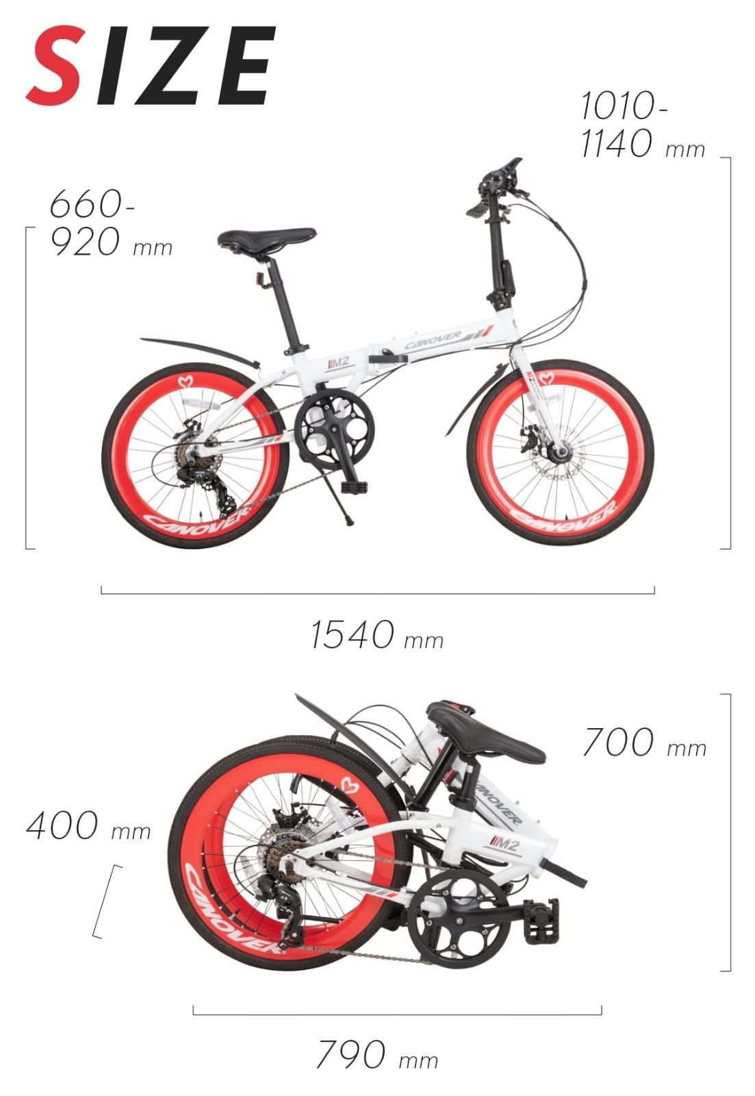 カノーバー CANOVER 折りたたみ自転車 20インチ 7段変速 ディスクブレーキ エアロリム 軽量 アルミフレーム CA-M2 ホワイト ボトルケージセット BRIGHTFACE_UK