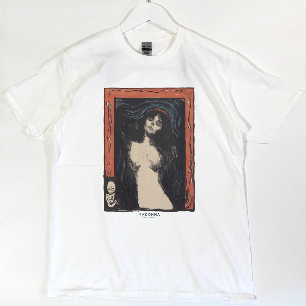 未着用品　エドヴァルド・ムンク　マドンナ　Tシャツ サイズＬ　怖い絵展　ムンク マドンナ / エドヴァルド・ムンク 半袖 Tシャツ ホワイト GILDAN