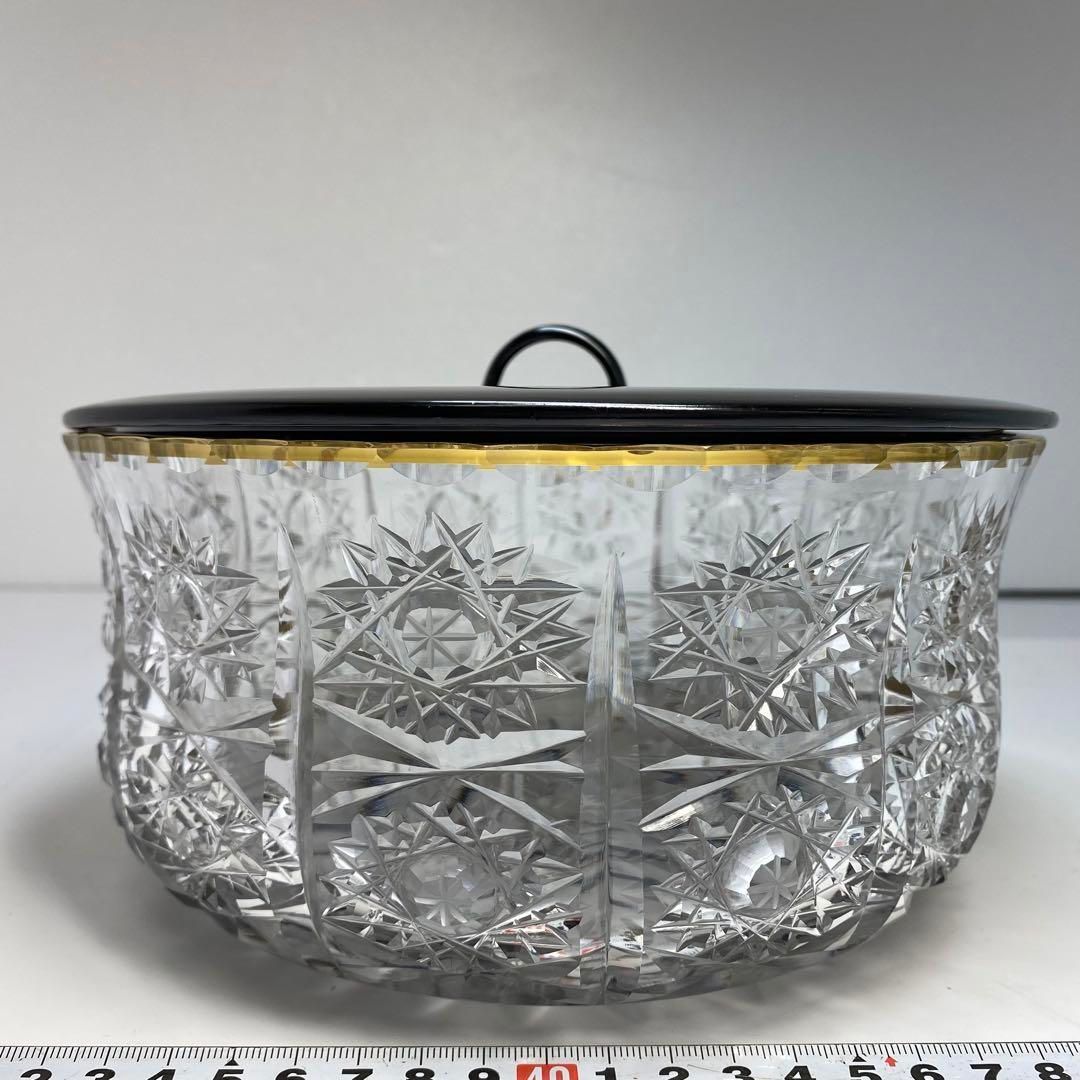 ギヤマン 金彩 水指 共箱 幅約20.5㎝ 東な6-0610