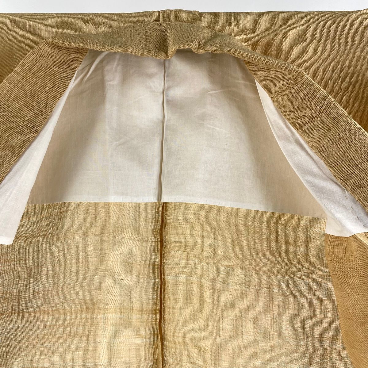  男着物 身丈132 cm 裄丈65 S 薄物 夏紬 薄茶色 麻 着物 着物 浴衣