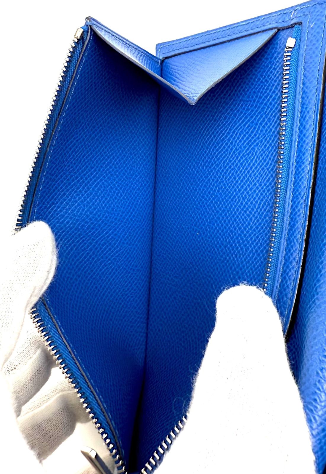 【未使用に近い】エルメス ベアンスフレ ヴォーエプソン 長財布 A刻印 ブルー 未使用に近い】Z 刻印2021年 エルメス ベアンスフレ 長財布