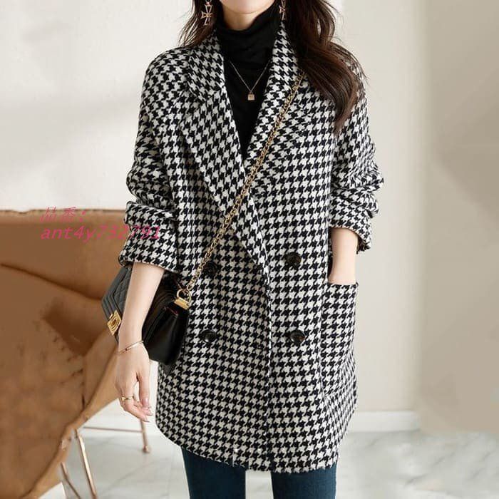千鳥格子 テーラード ジャケット レディース コート 春秋冬 30代 通勤