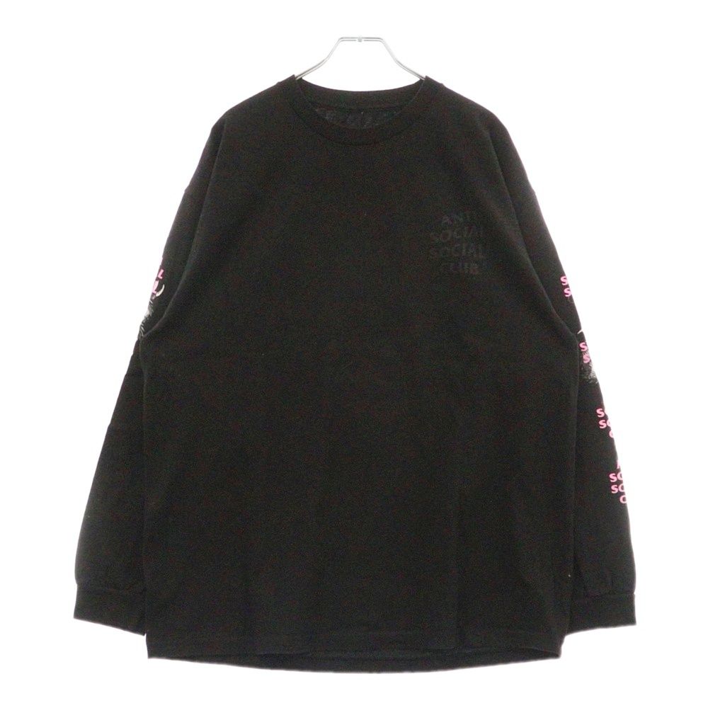 ANTI SOCIAL SOCIAL CLUB (アンチソーシャルソーシャルクラブ) Worm Long Sleeve Tee ロゴプリント長袖Tシャツ ブラック/ピンク