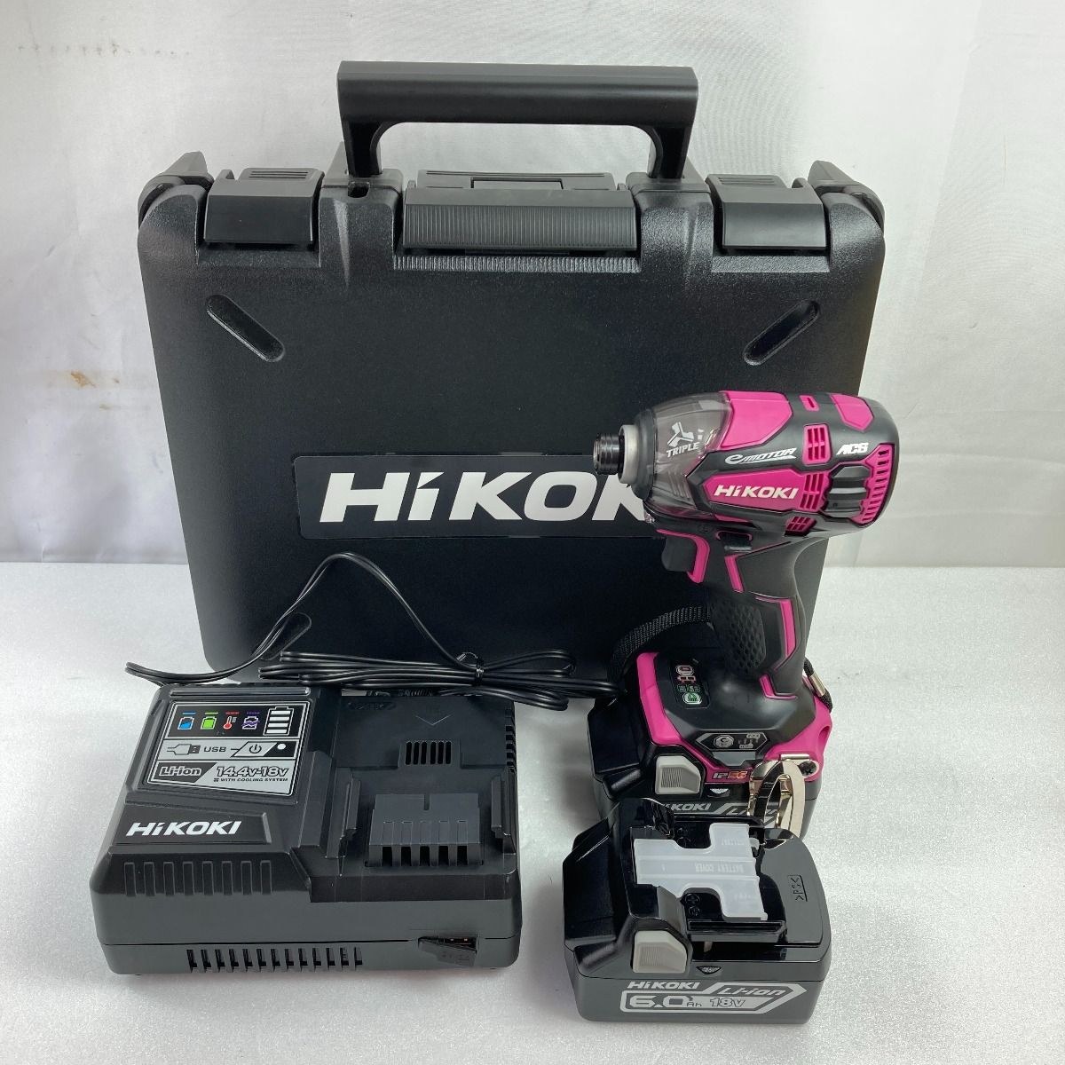 ＊＊HiKOKI ハイコーキ 18V  コードレスインパクトドライバ (バッテリ2個・充電器・ケース付） WH18DDL2 2LYPK(R) パワフルレッド