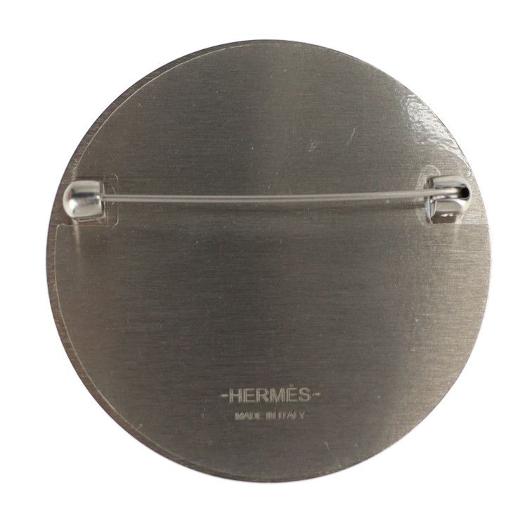 HERMES エルメス リバプール GM ブローチ - クロコダイル メタル