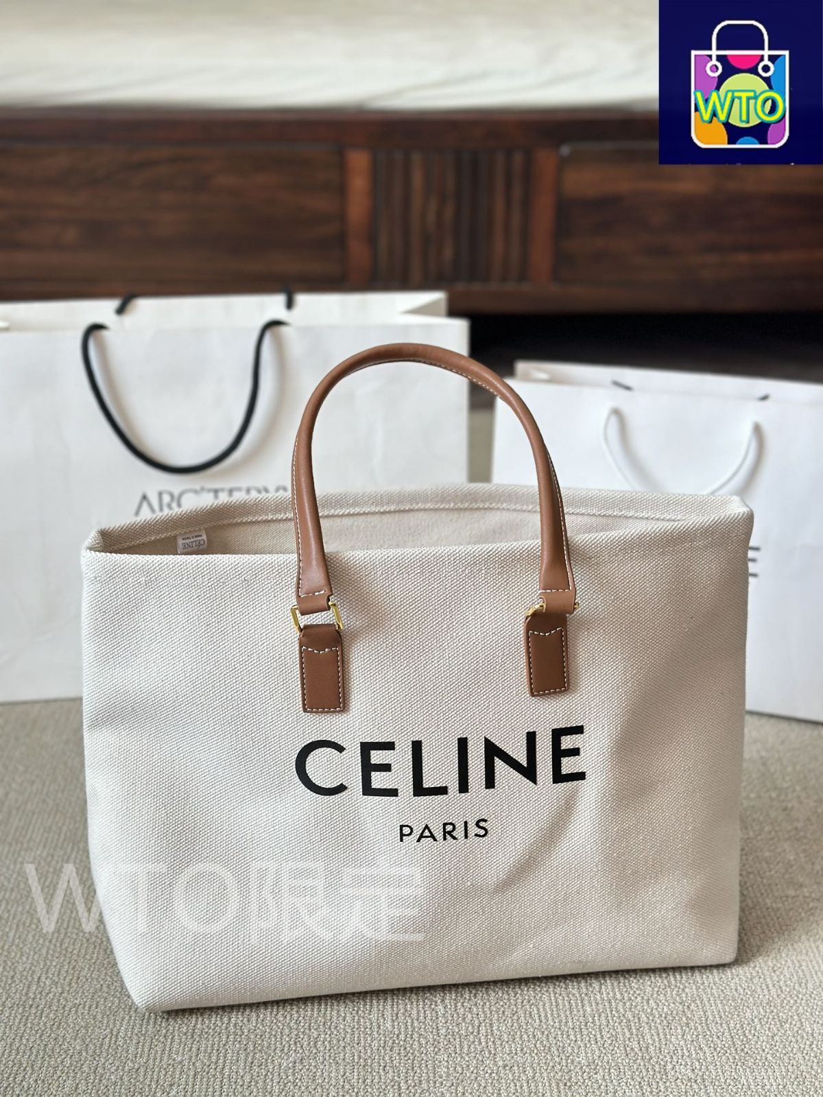 【CELINE直営】大特価!タイダイキャンバストート レザー＆CANVAS Amazon | [セリーヌ] トートバッグ ラージ スクエア カバ CABAS