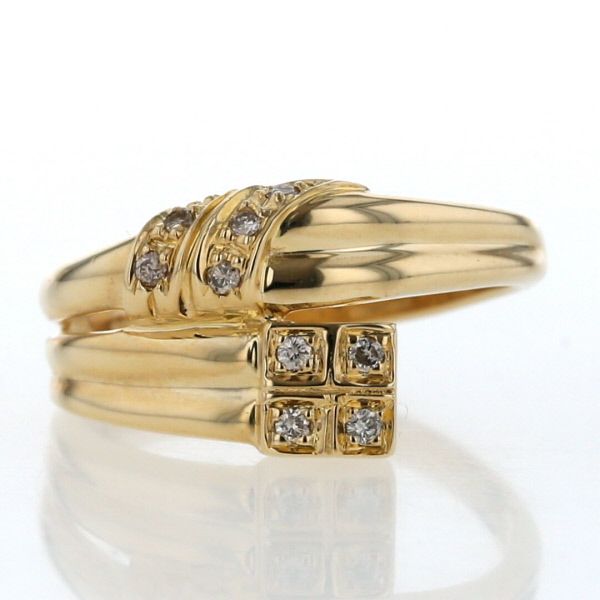 K18YG イエローゴールド リング ダイヤモンド0.08ct 9粒 巻き 四角  