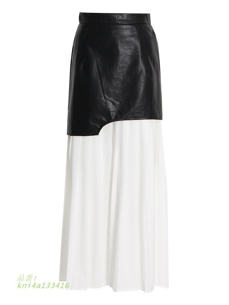 レザープツロングスカート韓国ファッ