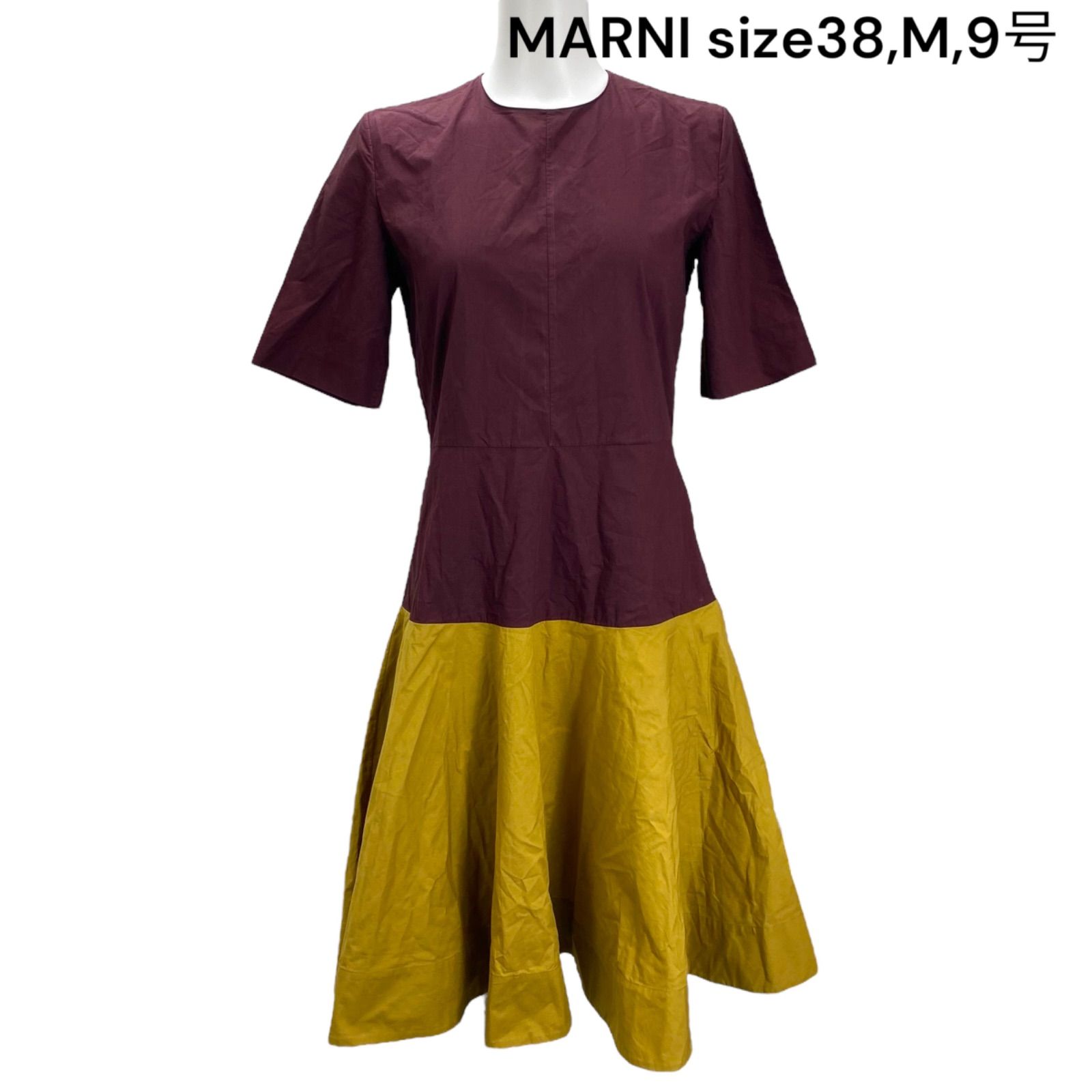 マルニ MARNI ワンピース ロング フレア 半袖 トップス バイカラー 
