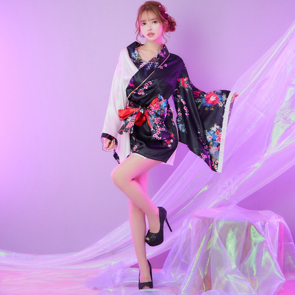 花魁　やくざ　コスプレ　衣装 Tika コスプレ 衣装 花魁 和柄ドレス お化けの日 セクシー 花柄