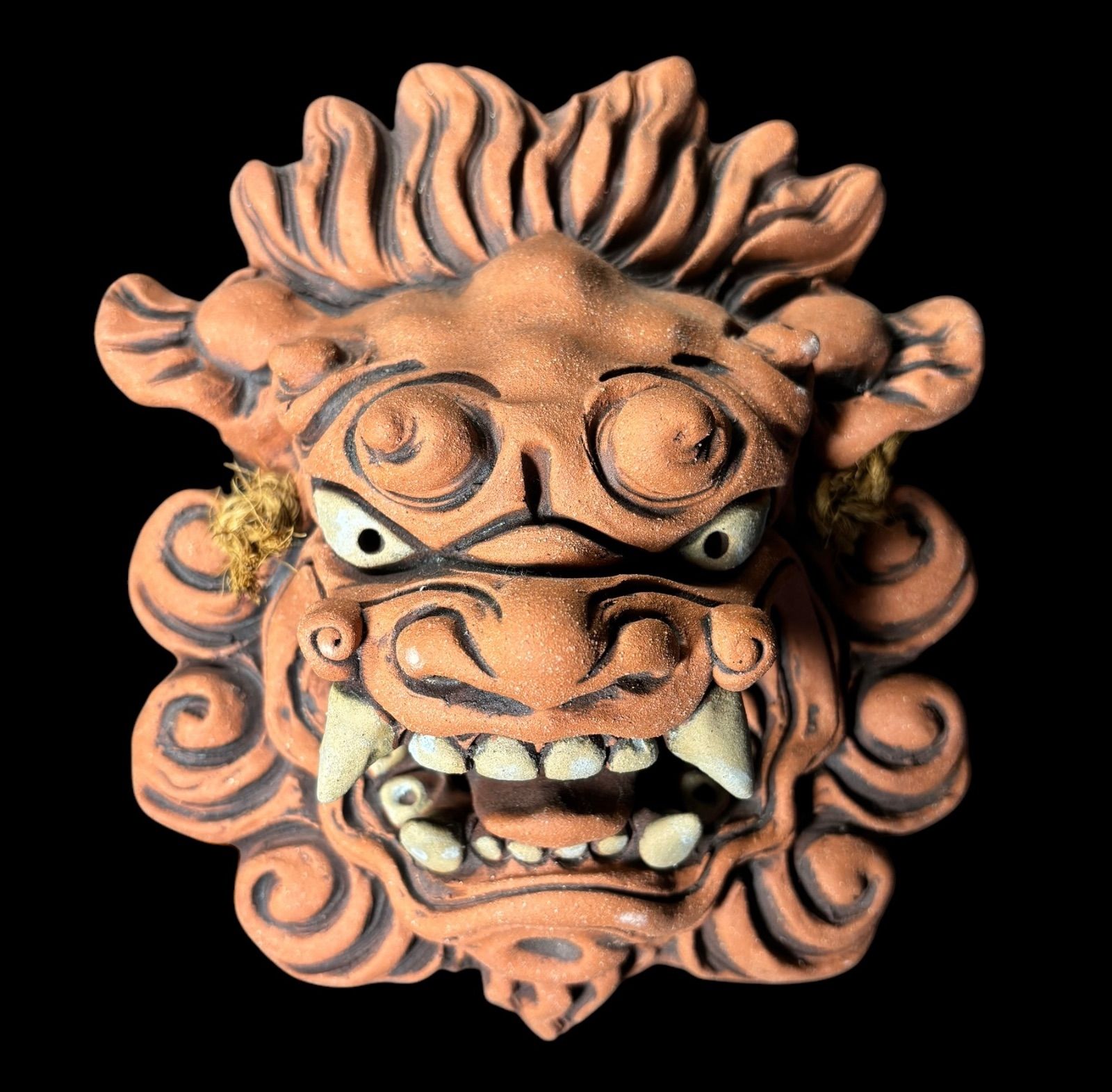 獅子 赤土 中面獅子 シーサー お面 壁掛シーサー 沖縄 インテリア 焼物 