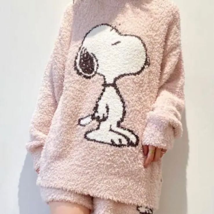 gelato piqueジェラートピケ ルームウェア上下セットスヌーピー ピンク