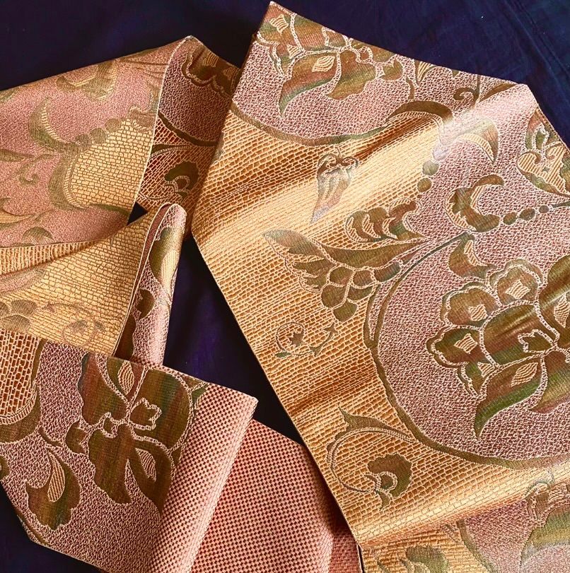 筑前博多更紗の名古屋帯 〉SALE ミルクココアブラウン 普段着の帯 