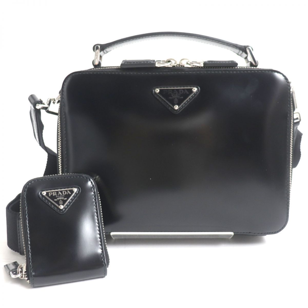 極美品▽定価374000円 PRADA プラダ 2VH069 ブリック ポーチ付き