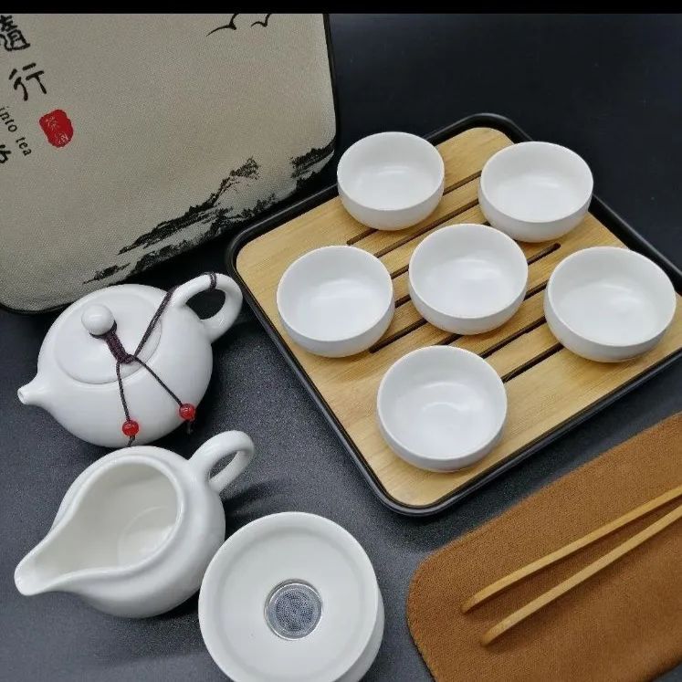 ◇中国茶器セットコンパクト収納ケース付 茶器白フルセット◇ - メルカリ