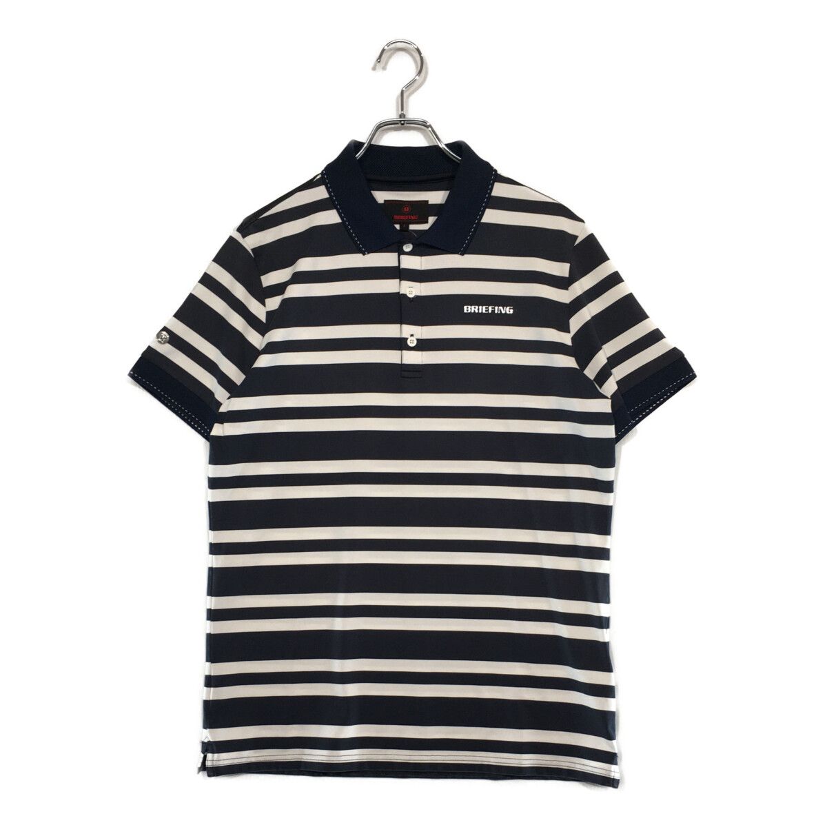 BRIEFING ボーダーポロシャツ Lサイズ 中古 メンズ ブリーフィング BRIEFING 半袖ポロシャツ L 紺×白