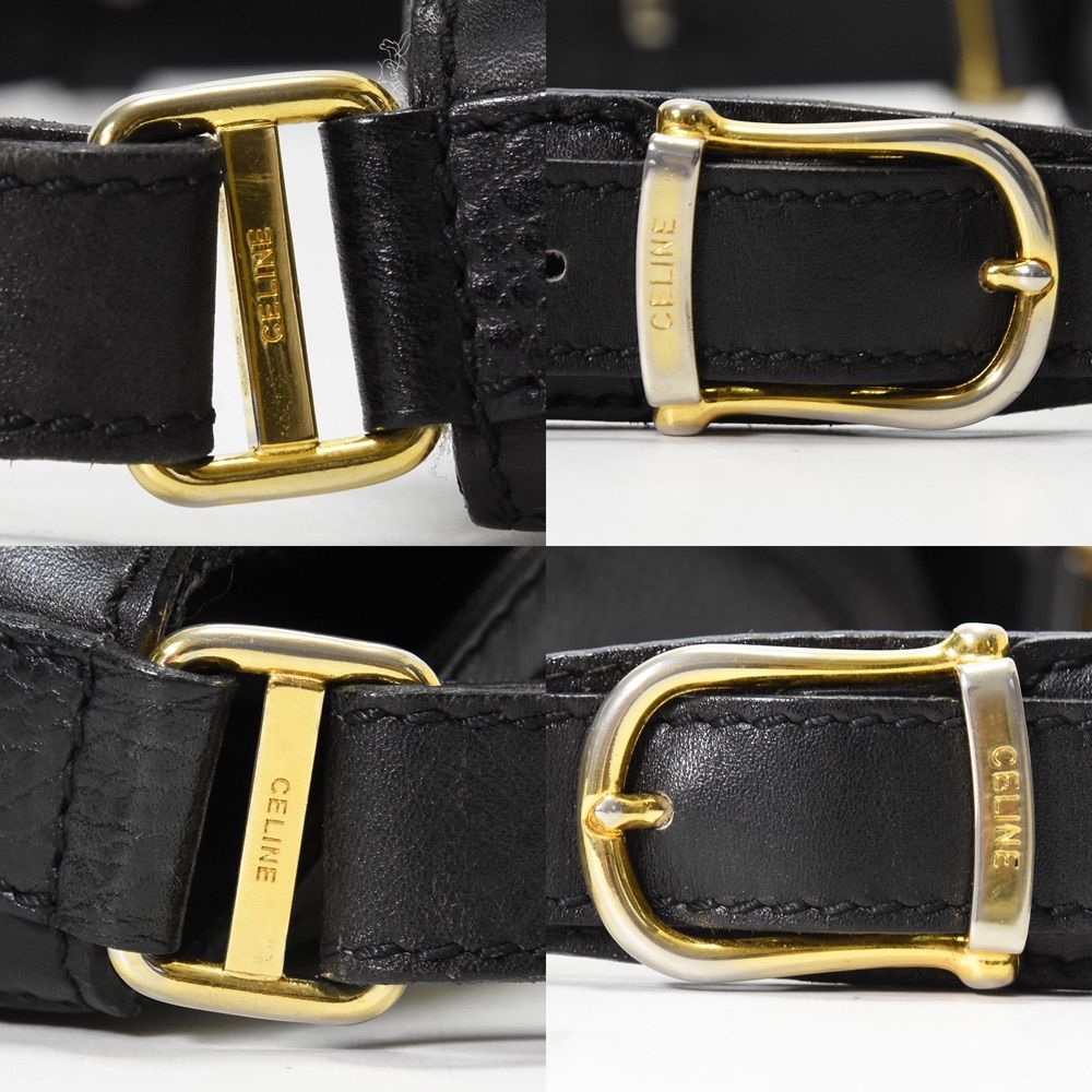 CELINE ショルダーバッグ マカダムロゴ シボ革 黒 CELINE ショルダーバッグ マカダムロゴ シボ革 黒