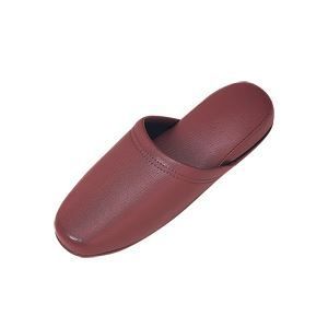  （まとめ）抗菌ビニールレザー調スリッパ ダークワイン 10足