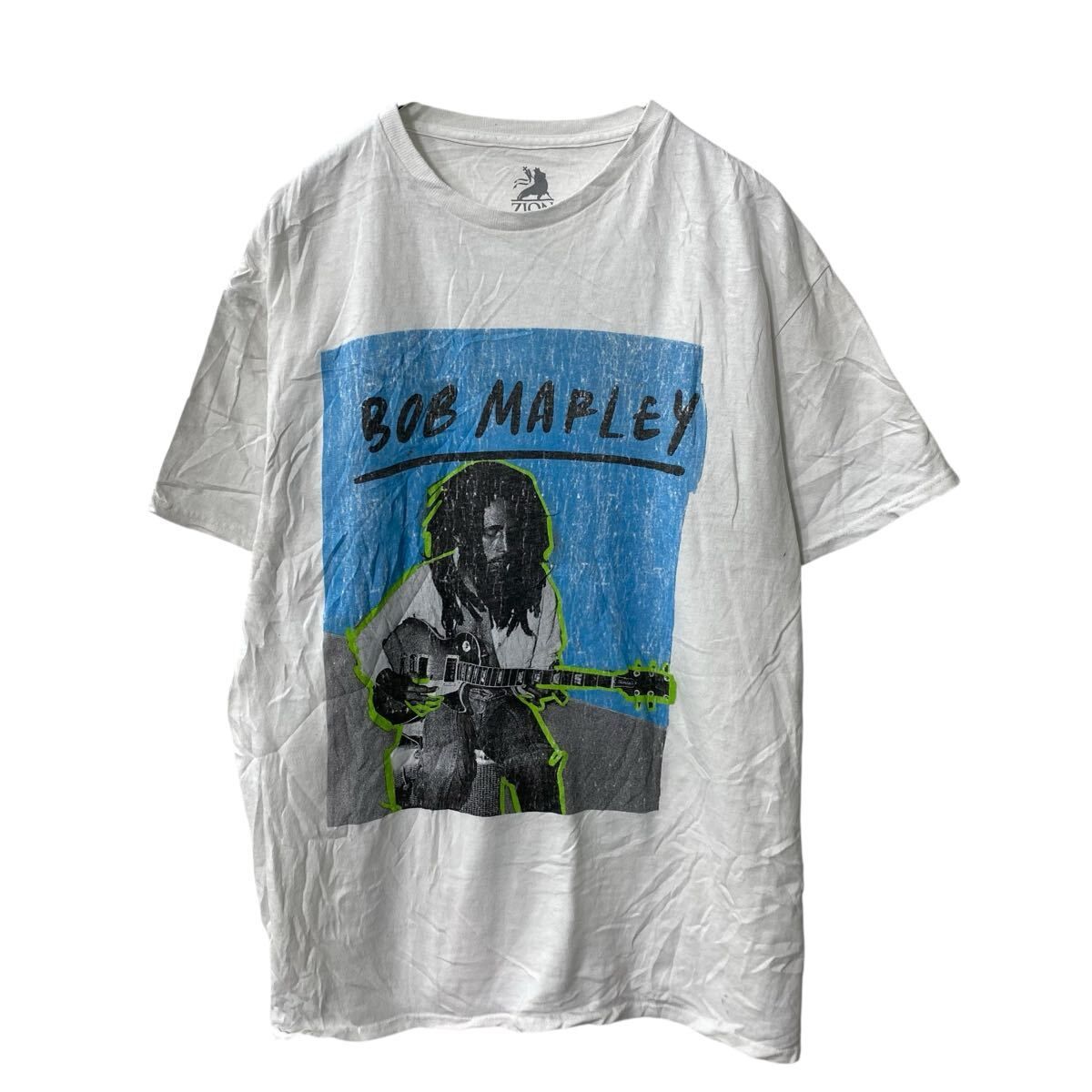 ZION BOB MARLEY 半袖 プリントTシャツ L ホワイト ザイオン ボブマーリー レゲエ フォトプリント 古着卸 アメリカ仕入 a705-5751