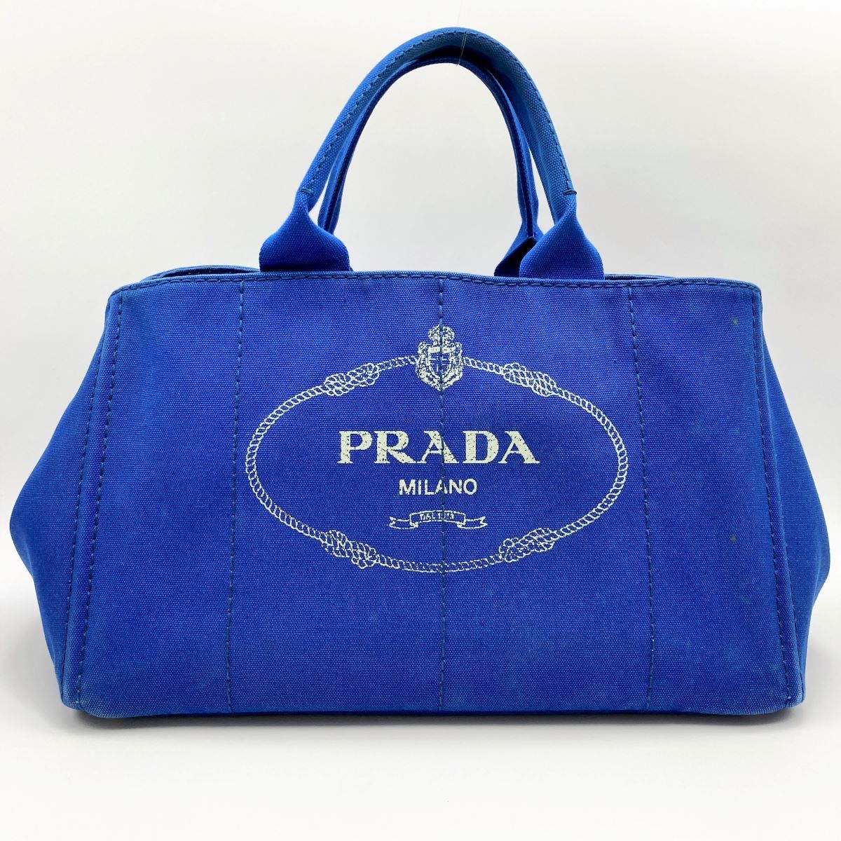 中美品 PRADA プラダ カナパ トートバッグ ハンドバッグ バッグ ブルー