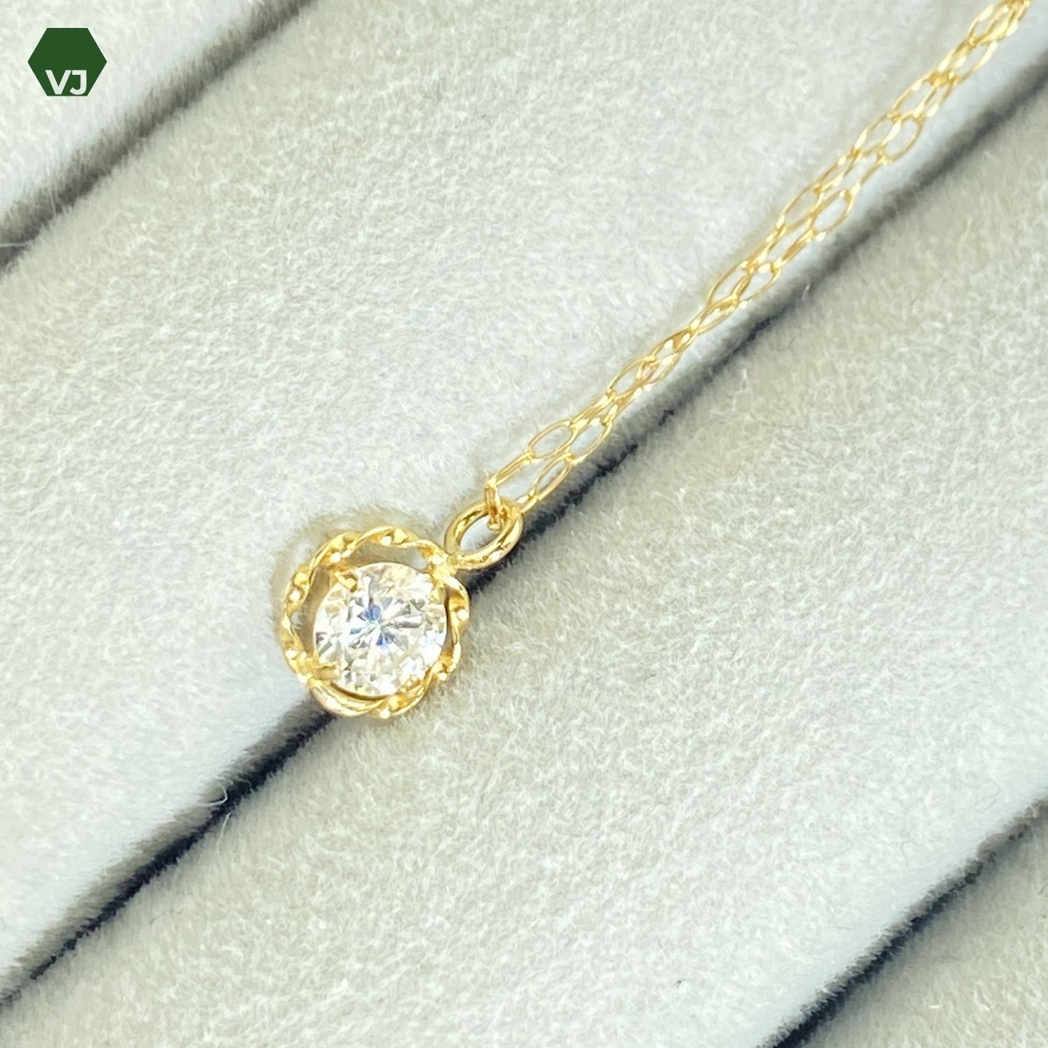 31-22】一粒ダイヤモンド ネックレス D0.20ct【中古】【K18YG】【40cm 