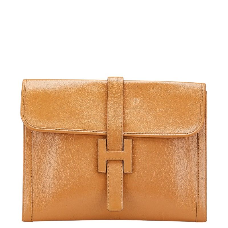エルメス ジジェGM セカンドバッグ クラッチバッグ ブラウン レザー レディース HERMES 222-12077