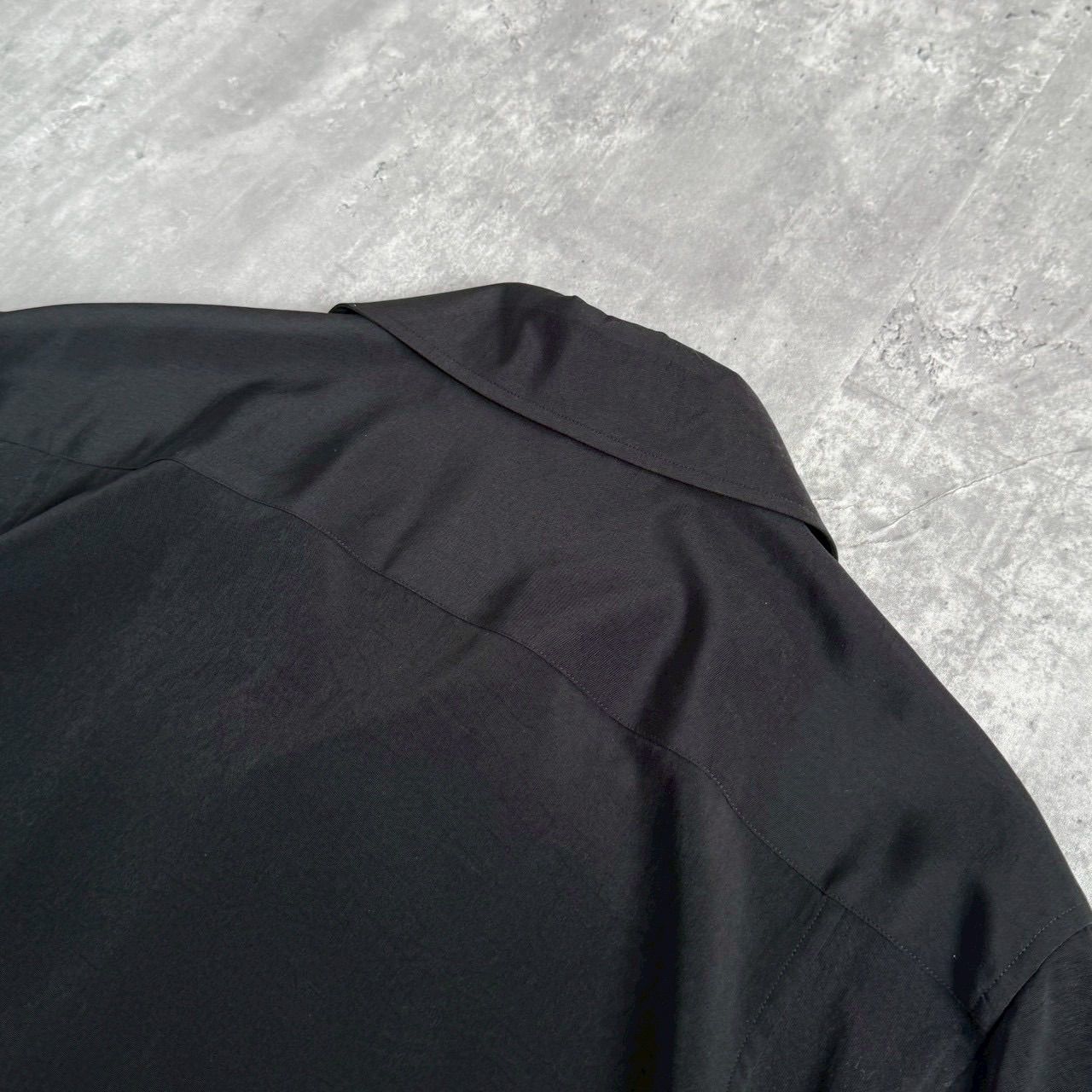 Ground Y グラウンドワイ ヨウジヤマモト ドレープ オープンカラーシャツ ブラック系 コットン切替 GI-B08-500 3サイズ WWW_NOITHATQUANGTHANH_NET