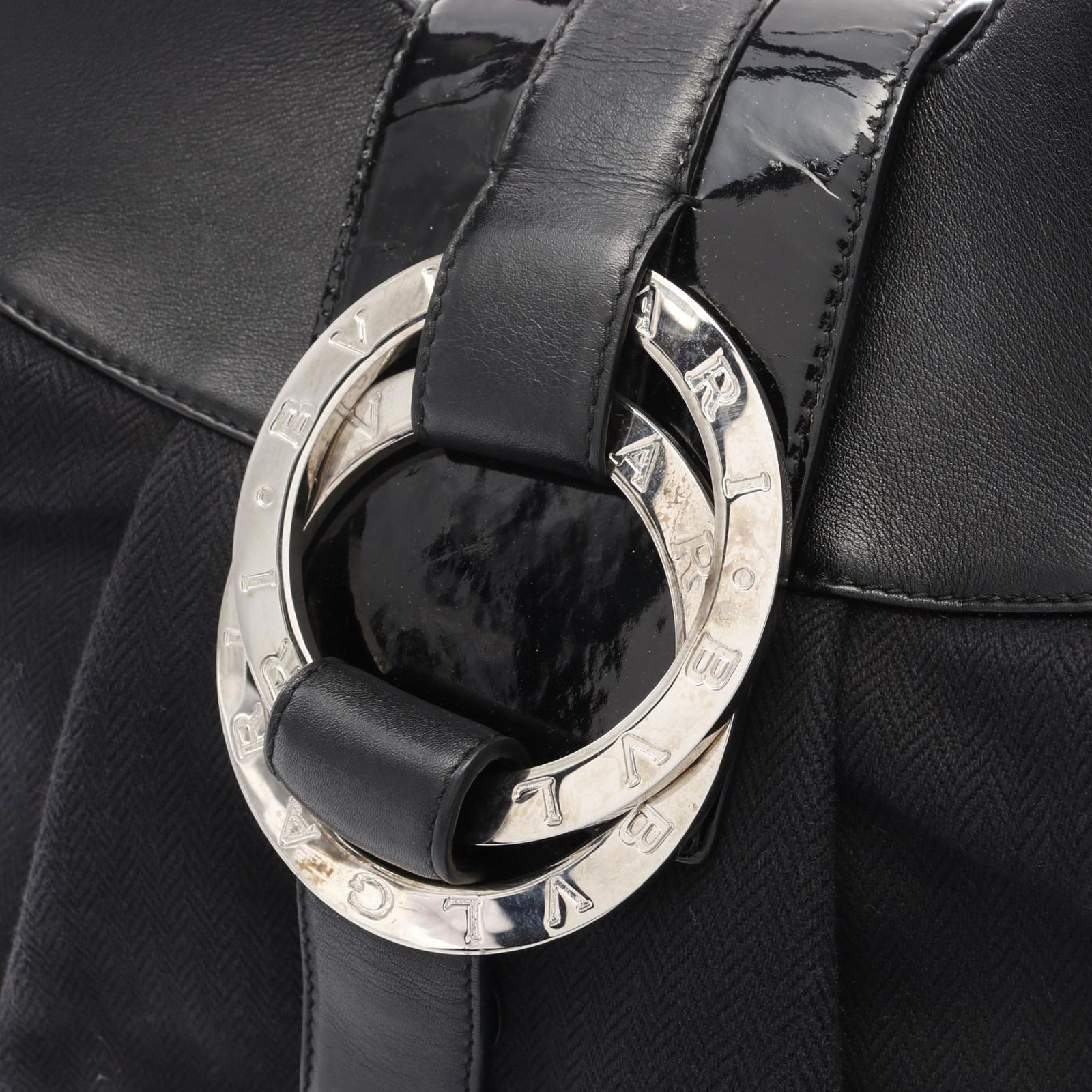 ブルガリ BVLGARI ハンドバッグ チャンドラ キャンバス パテントレザー
