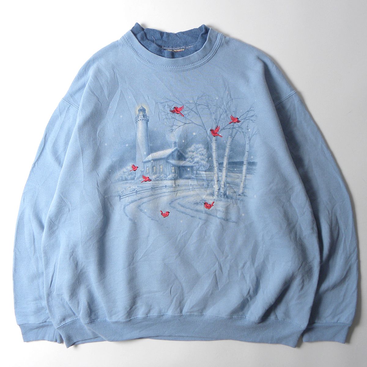 top stitch by MORNING SUN 90's 刺繍×プリントスウェットシャツ