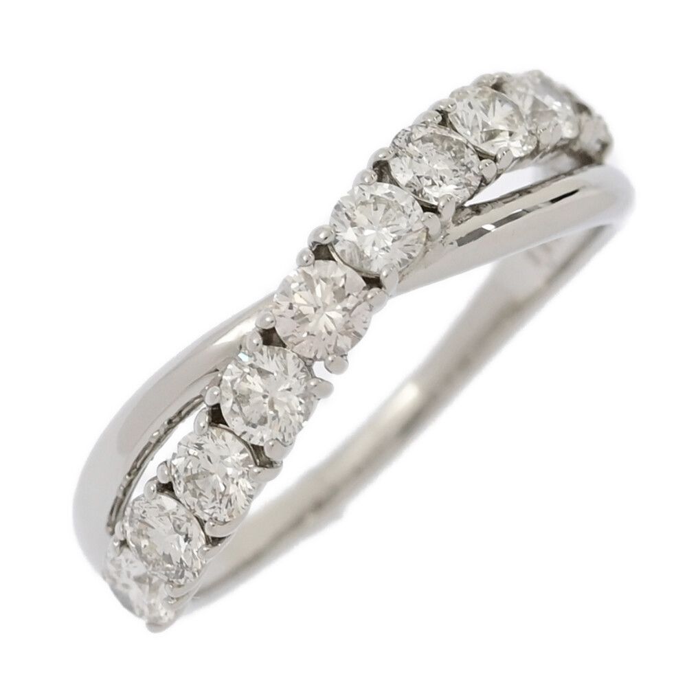 1カラット ツイストデザイン 天然ダイヤモンドリング プラチナ900 1ct/10P・ツイスト ダイヤモンド リング・指輪/Pt900-4g/15号/#55