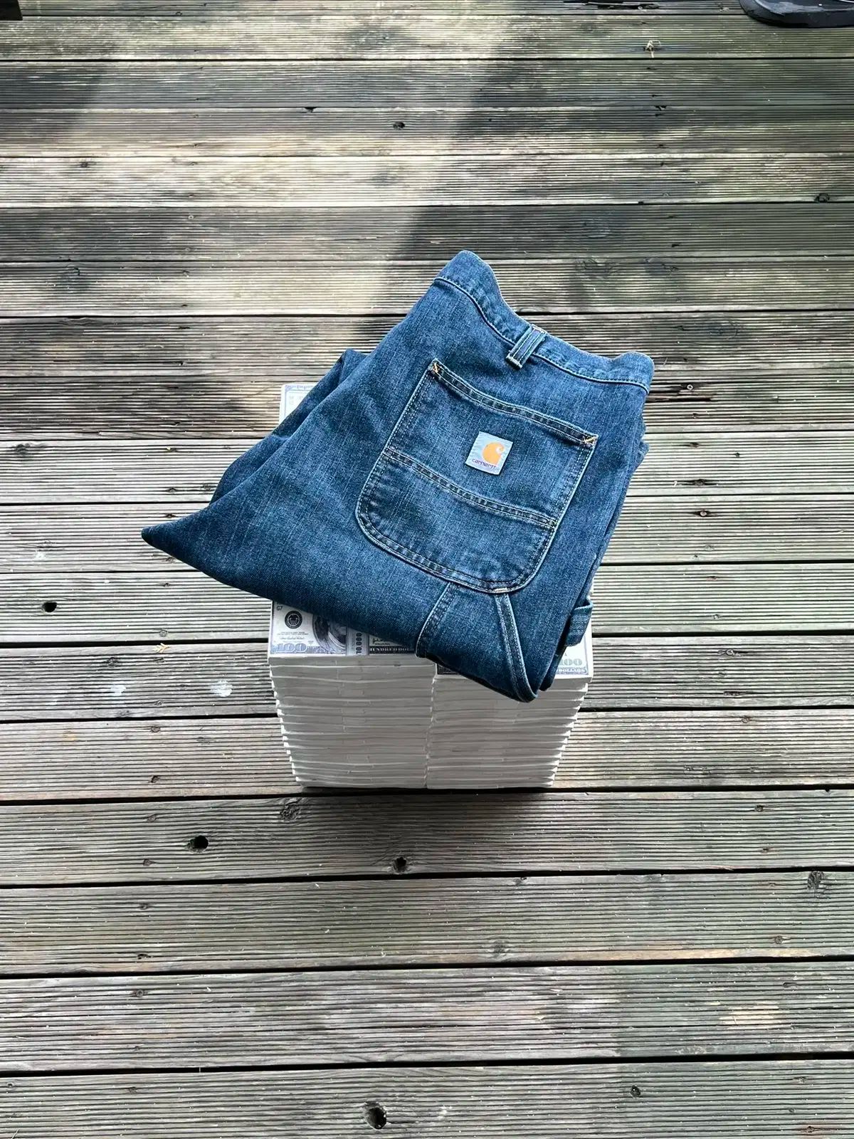 雰囲気系 00s carhartt カーハート デニム ダブルニー 38×30 00s Carhartt(カーハート) リラックスド フィット ダブルニー