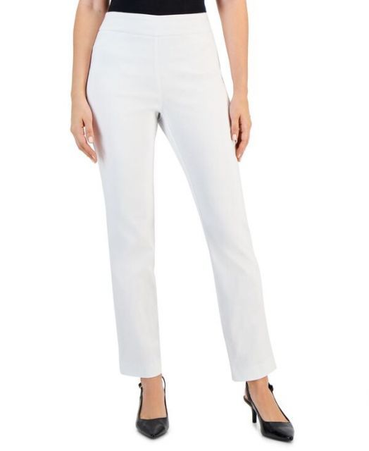 【送料無料】 ジェイエムコレクション レディース カジュアルパンツ ボトムス Women's Cambridge Woven Pull-On Pants PP - XXL Created for Macy's Bright White