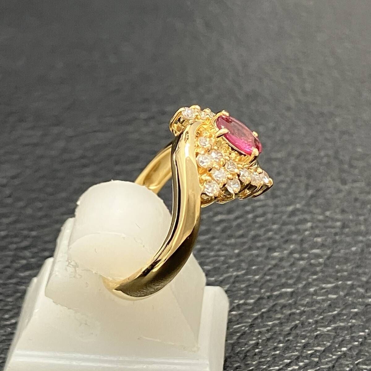 鑑別カード付 新品仕上済み 天然ルビー 0.40ct 天然ダイヤモンド