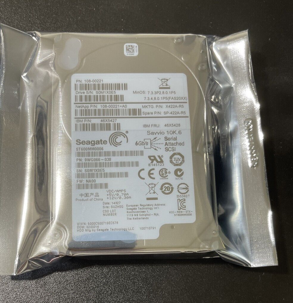 ST600MM0006 | 108-00221 Seagate Savvio |NetApp 10K.6 600GB 10000RPM 2.5 HDD