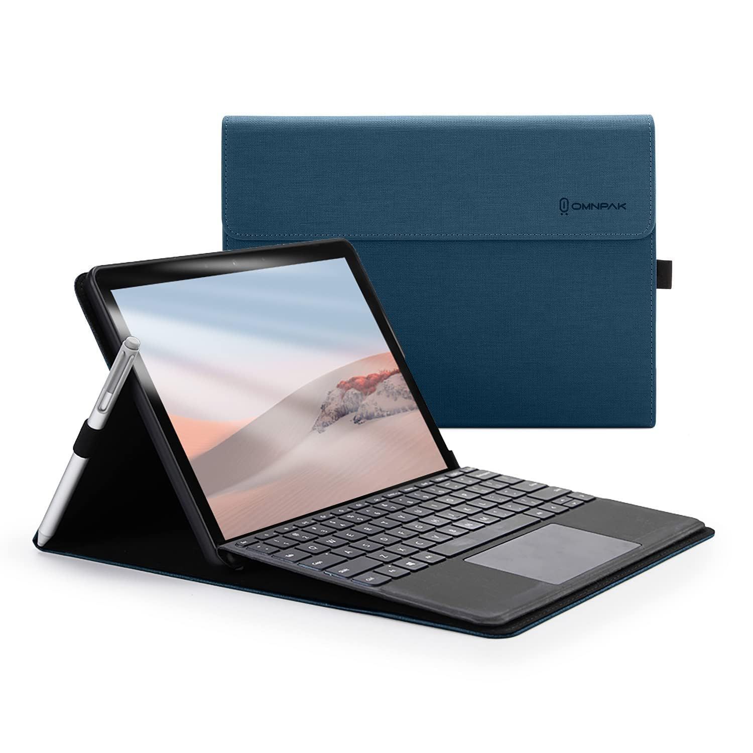 Omnpak 2025年発売のSurface Go4| 2021年発売のSurface Go3|2020年発売のSurface Go2|Microsoft Surface GOに対応ケース 10.5インチ 表面内蔵保護カバー 多視角 スタンド 軽
