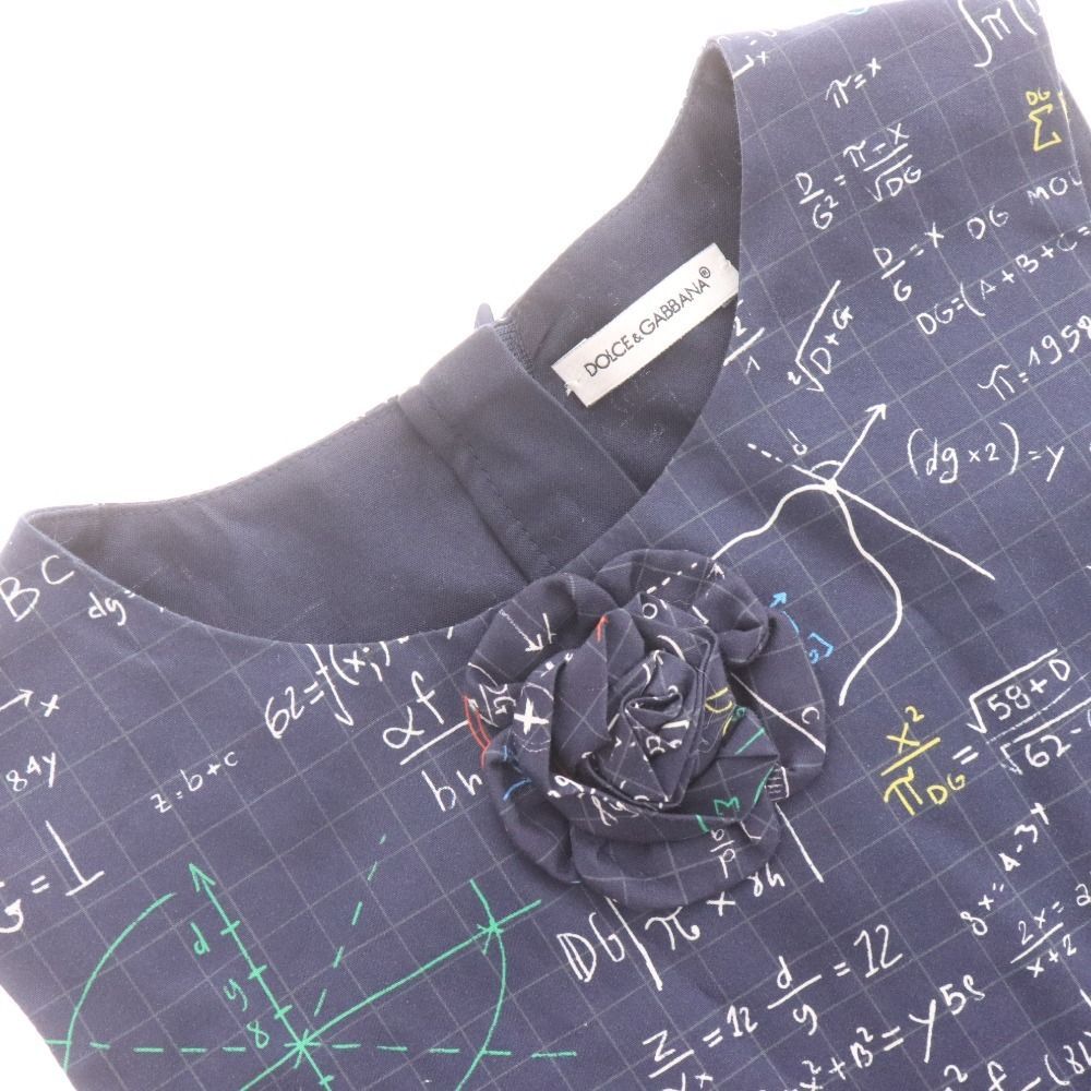 ドルチェ-ガッバーナ ワンピース ノースリーブ トップス ボトムス 総柄 花ワンポイント キッズ 6 113～119cm ネイビー STEELWINDOWSANDDOORS_COM