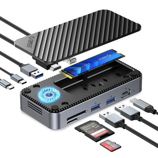【新作登場，HOT】 ORICO10-in-1USB-Cドッキングステーションu0026M.2SSD外付けケースNVMe/SATA対応内蔵ファン、10GbpsUSB3.2Gen2、4K@60HzHDMI、100W その他