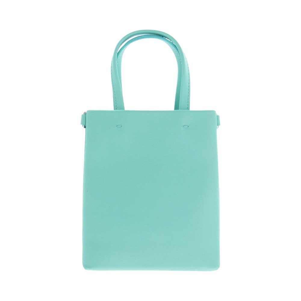（送料込み）Tiffany & Co. スモールトートバッグ 新サイズ＊ Tiffany & Co レザーブルー スモールトートバッグ