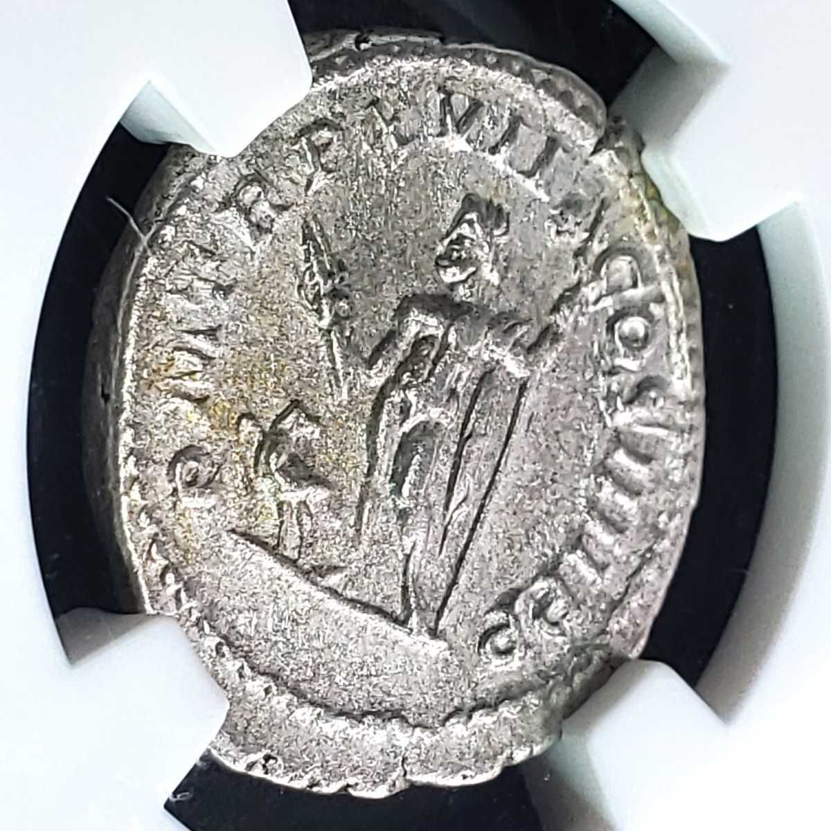 トップシークレット AD198-217 古代 ローマ帝国 NGC AU 銀貨