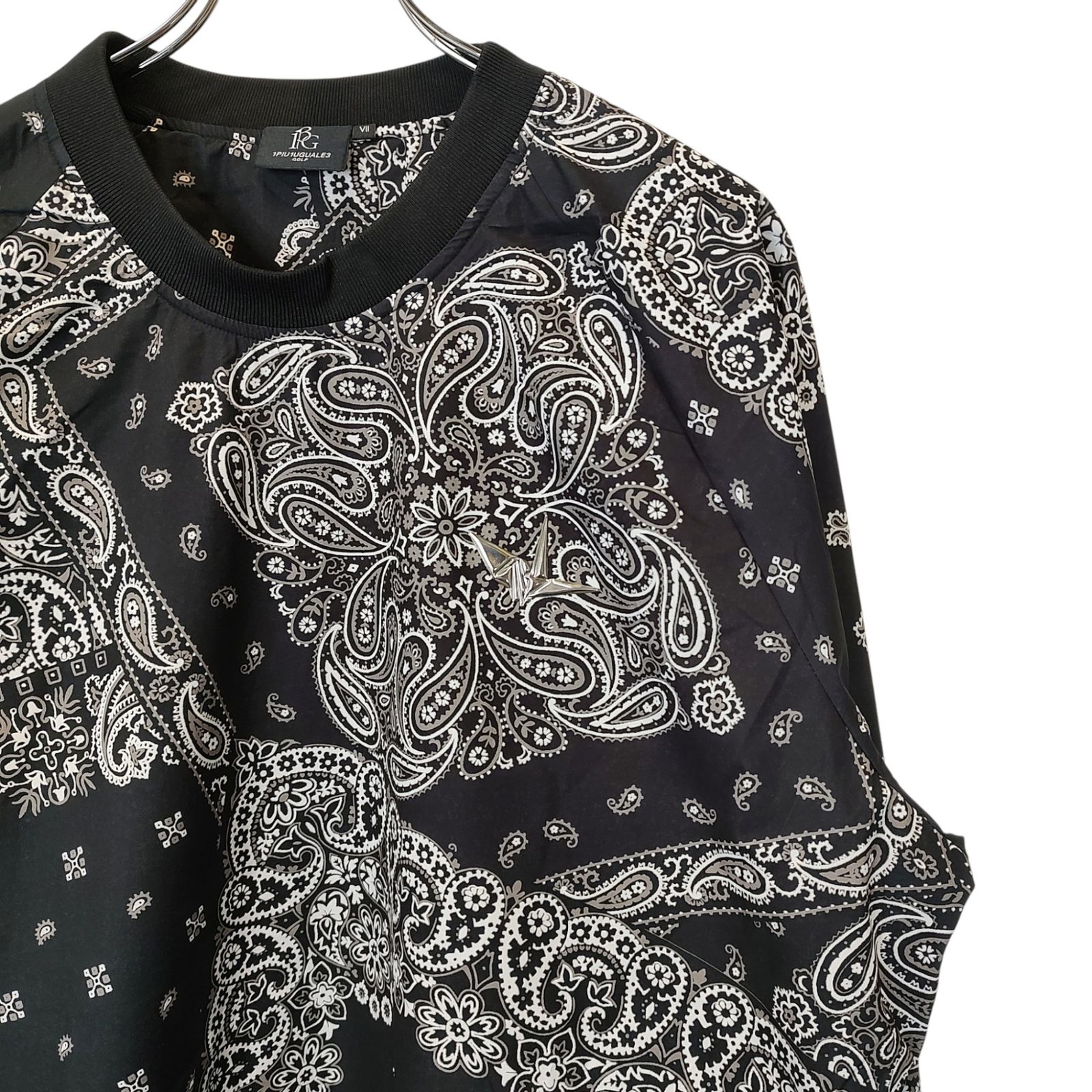 1PIU1UGUALE3 GOLF ウノピゥウノウグァーレトレ ゴルフ 113 GOLF PATTERN SNEED JACK バンダナ ペイズリー スニード ジャック GRB126 GPE002 7 XXL ブラック メンズ WHITEMONARCHHOTEL_COM